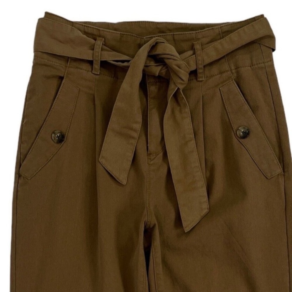 LOFT BROWN DENIM PAPER BAG WAIST PANTS NEUTRAL MINIMALIST CASUAL PANTS SIZE 8/10